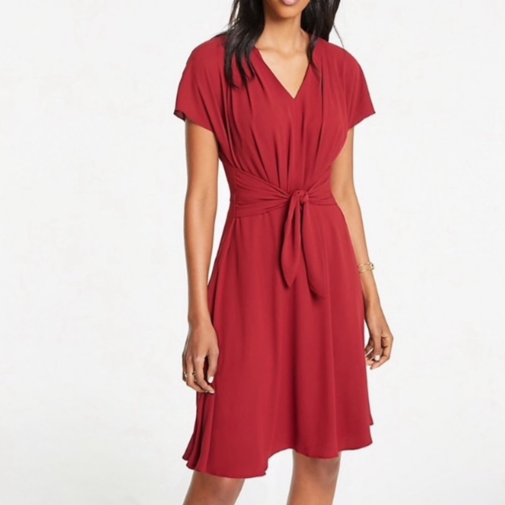 Ann Taylor pleated tie front dress